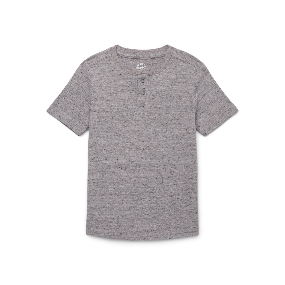 Wonder Nation Boys Short Sleeve Henley T-Shirt, Gray Size M (8)