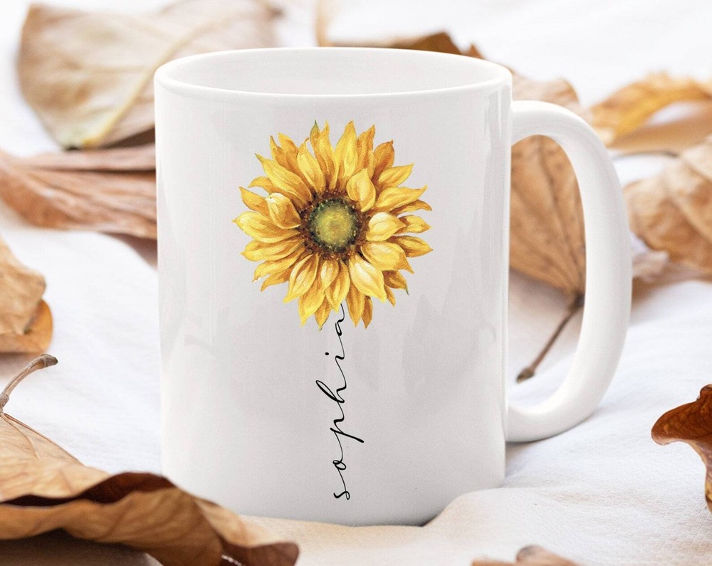 Sunflower Daisy Peony Mug Floral Gift for Her Birthday or Mother's Day