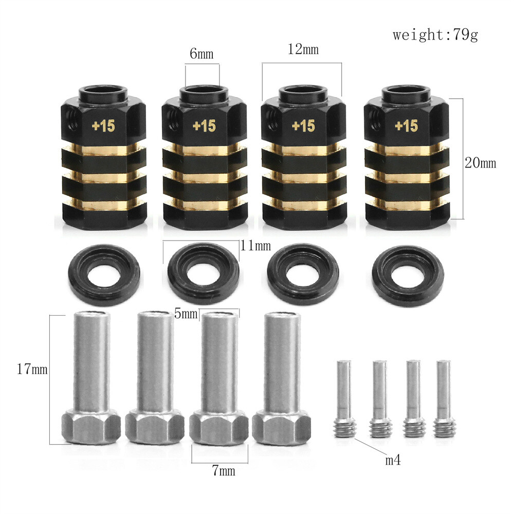 12mm Hex Brass Wheel Hub Adapter for Traxxas TRX4 TRX6 RC Crawler Upgrade