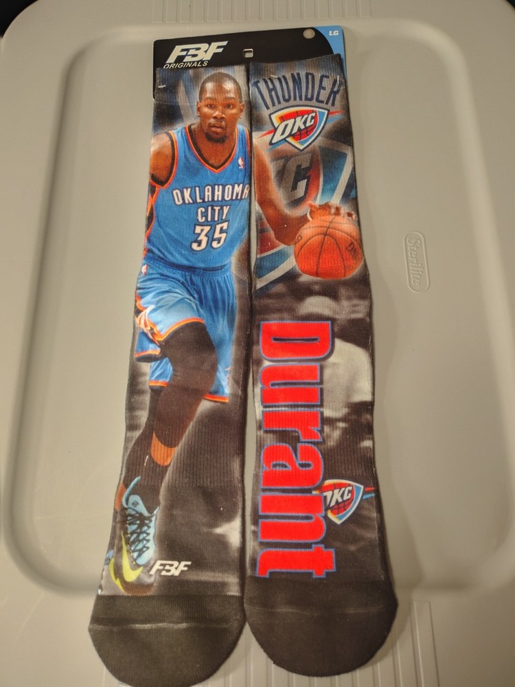 OKC Thunder NBA FBF Originals Kevin Durant #35 Team Graphic Socks Large 10-13