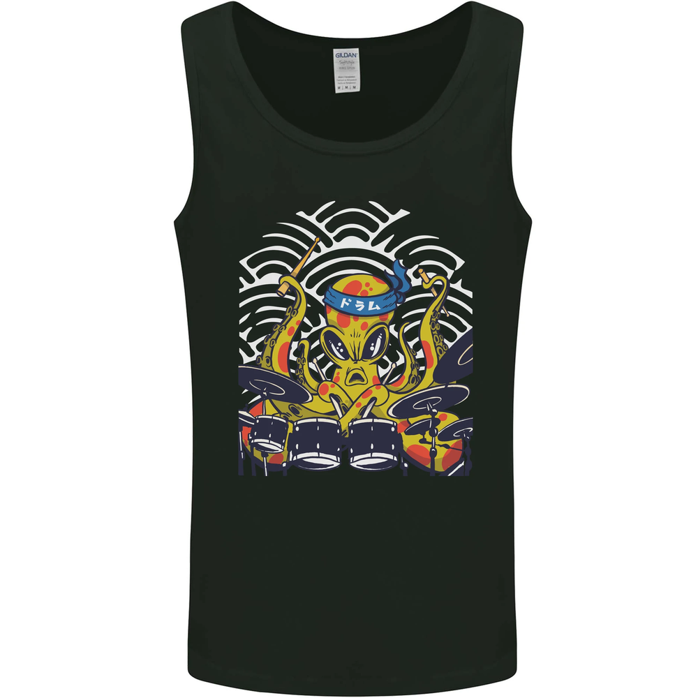 Japanese Octopus Drummer Drumming Drums Mens Vest Tank Top