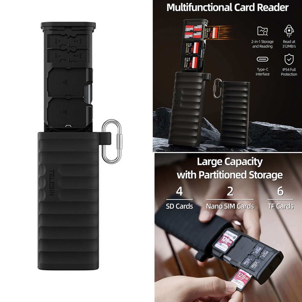 Multifunctional Type-C Card Reader SIM Card SD Card TF Card Storage Box Case New