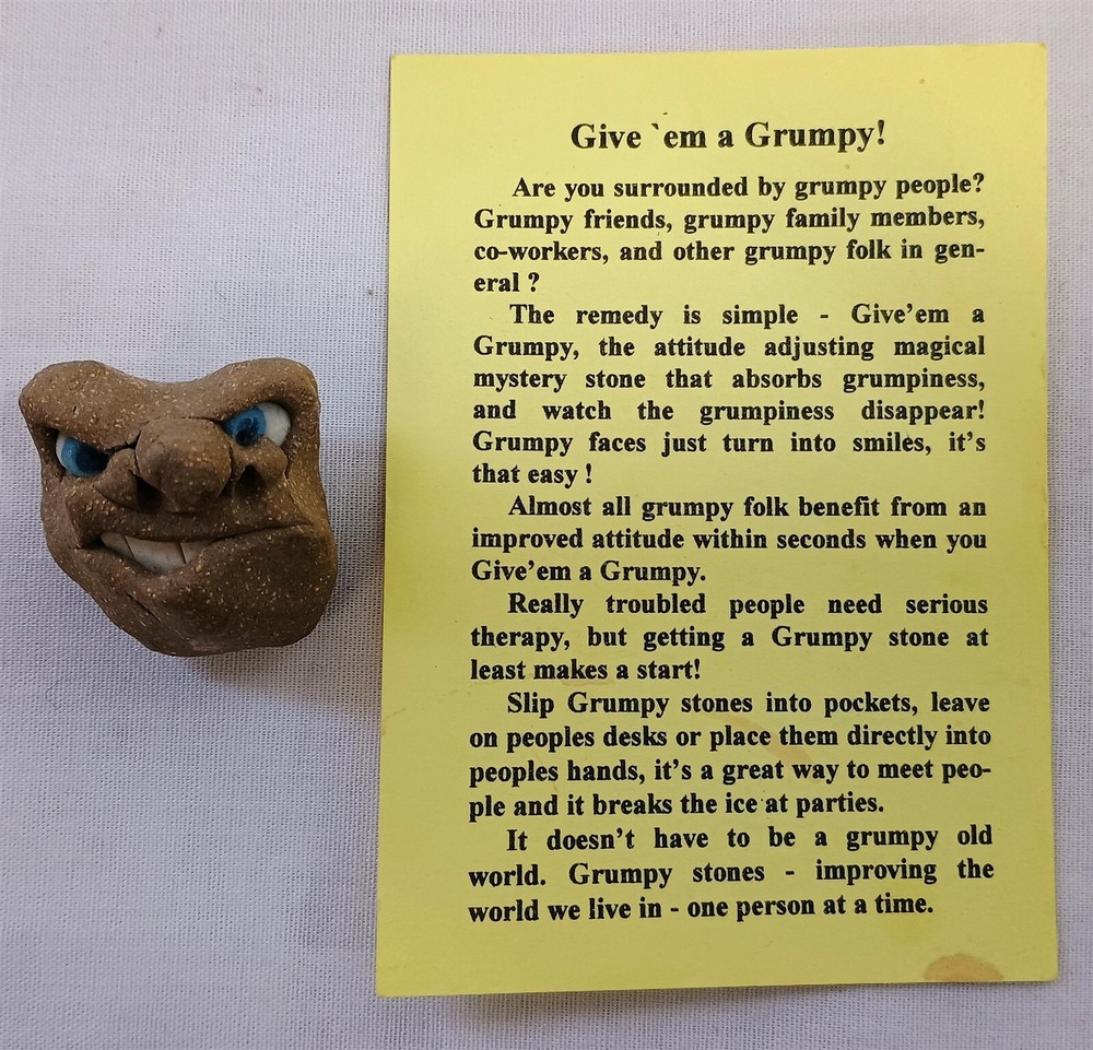 Art Pottery Clay Grumpy Stone Face Magnet G-Rocks Timothy E.Landers
