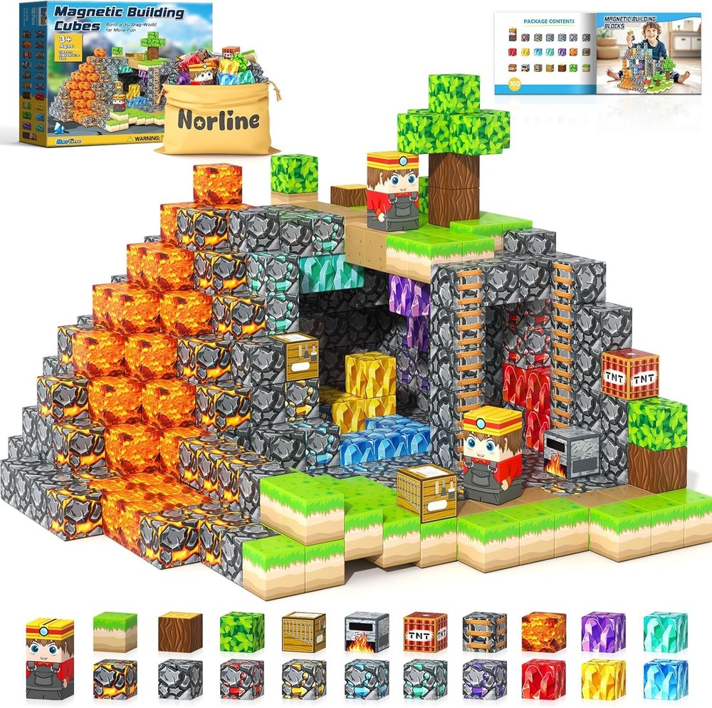 100PCS Magnetic Blocks Building Toys, STEM Learning Sensory Toys for Kids...