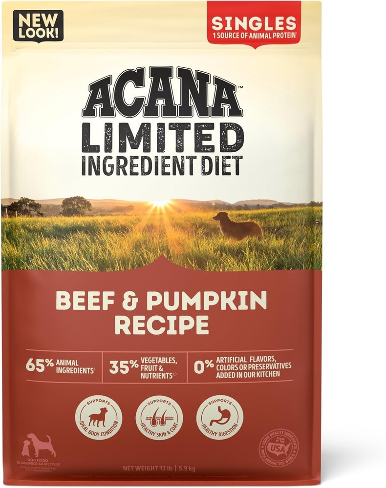 ACANA Singles Limited Ingredient Dry Dog Food Beef & Pumpkin Recipe 13lb Bag