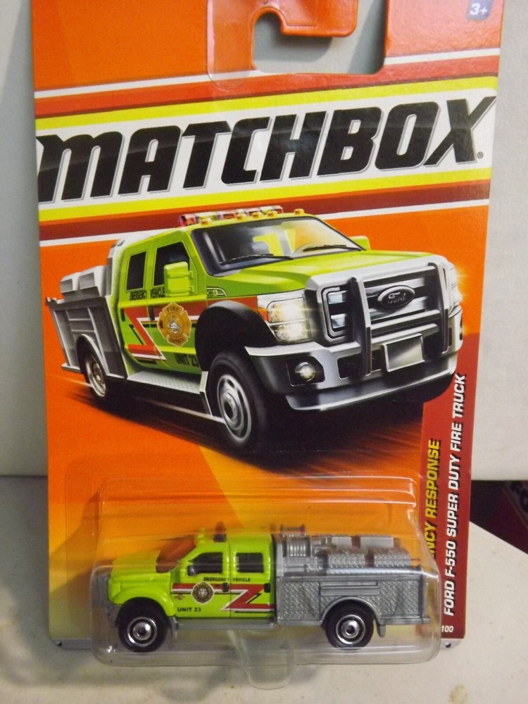 2010 Matchbox Green & Gray Ford F-550 Super Duty Fire Truck 50 of 100