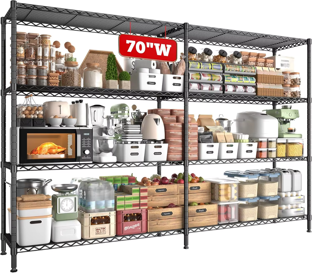 REIBII 70in Metal Shelving 4 Tier Heavy Duty Wire Rack 1240lb