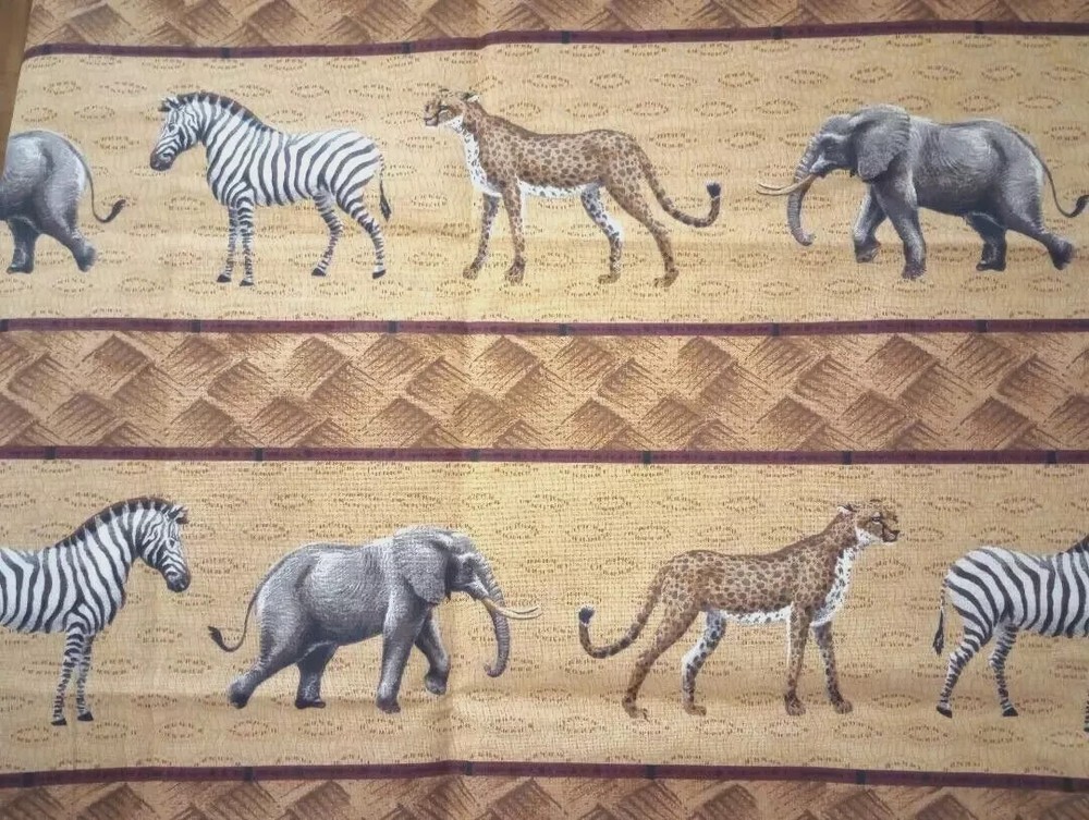 Jungle elephant fun animal print fabric 21x16 inch for crafts USA seller