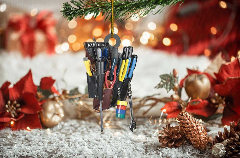 Personalized Electrician Tool Bag Ornament  Christmas Tree Decor