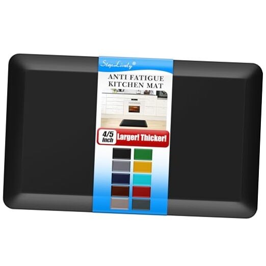 4 Inch Thick Anti-Fatigue Kitchen Mat 24x17 Inches Cushioned Black Standing Comfort