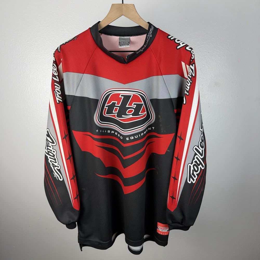 Vintage Troy Lee Designs Jersey Black Red Y2K Moto BMX Y2K Distressed Size Large