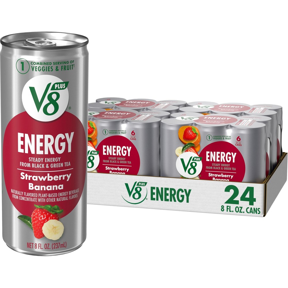 V8 +Energy Strawberry Banana Juice Energy Drink 8 fl oz Can 24 Pack