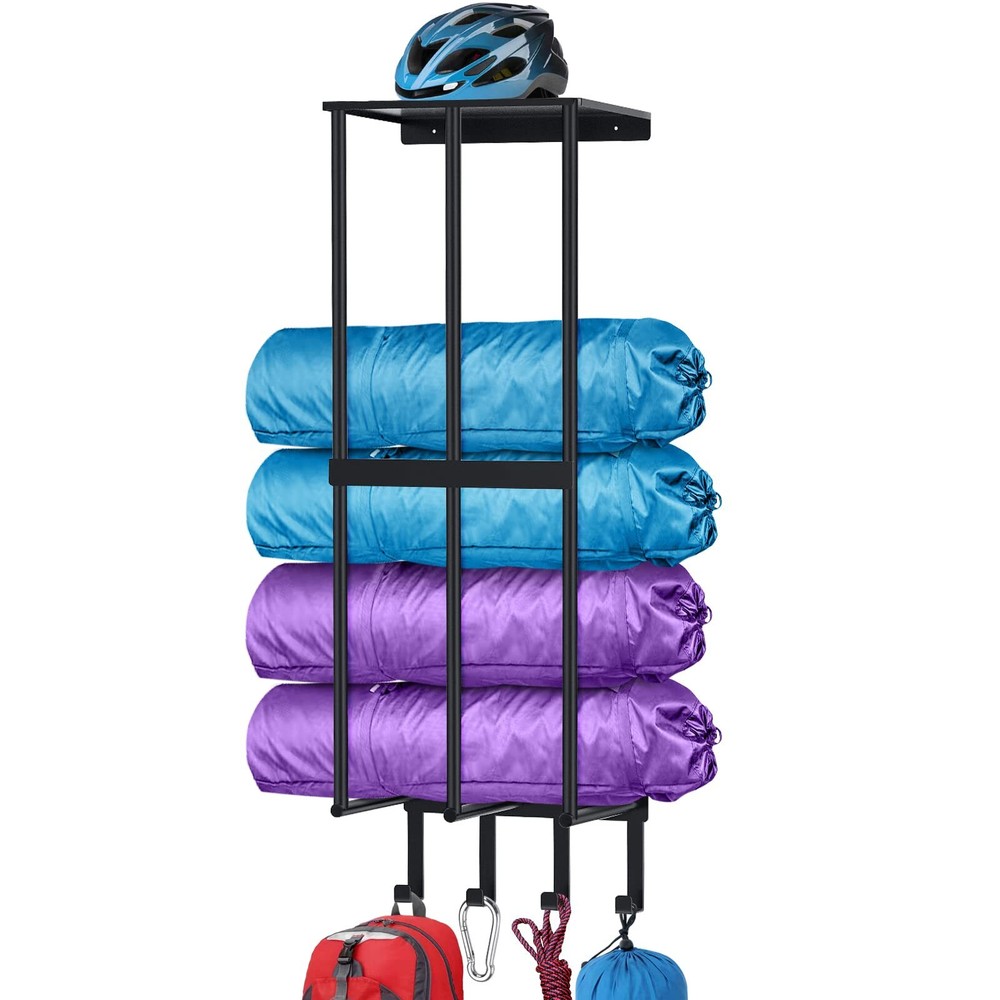 Metal Garage Storage Rack for Camping Chairs & Umbrellas - Black