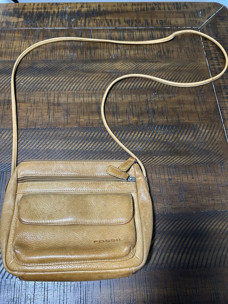 Fossil Crossbody Purse Bag Brown Leather