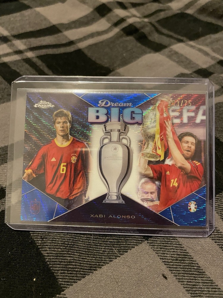 2024 Topps Chrome UEFA Euro Xabi Alonso Dream Big /75 Red & Blue Hyper Refractor