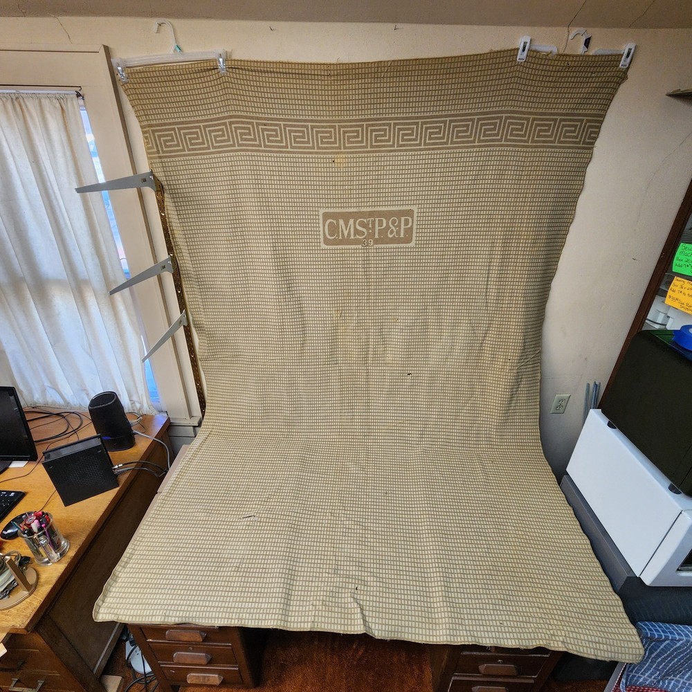 Antique Chicago Milwaukee St. Paul & Pacific Railroad Large Sleeper Car Blanket