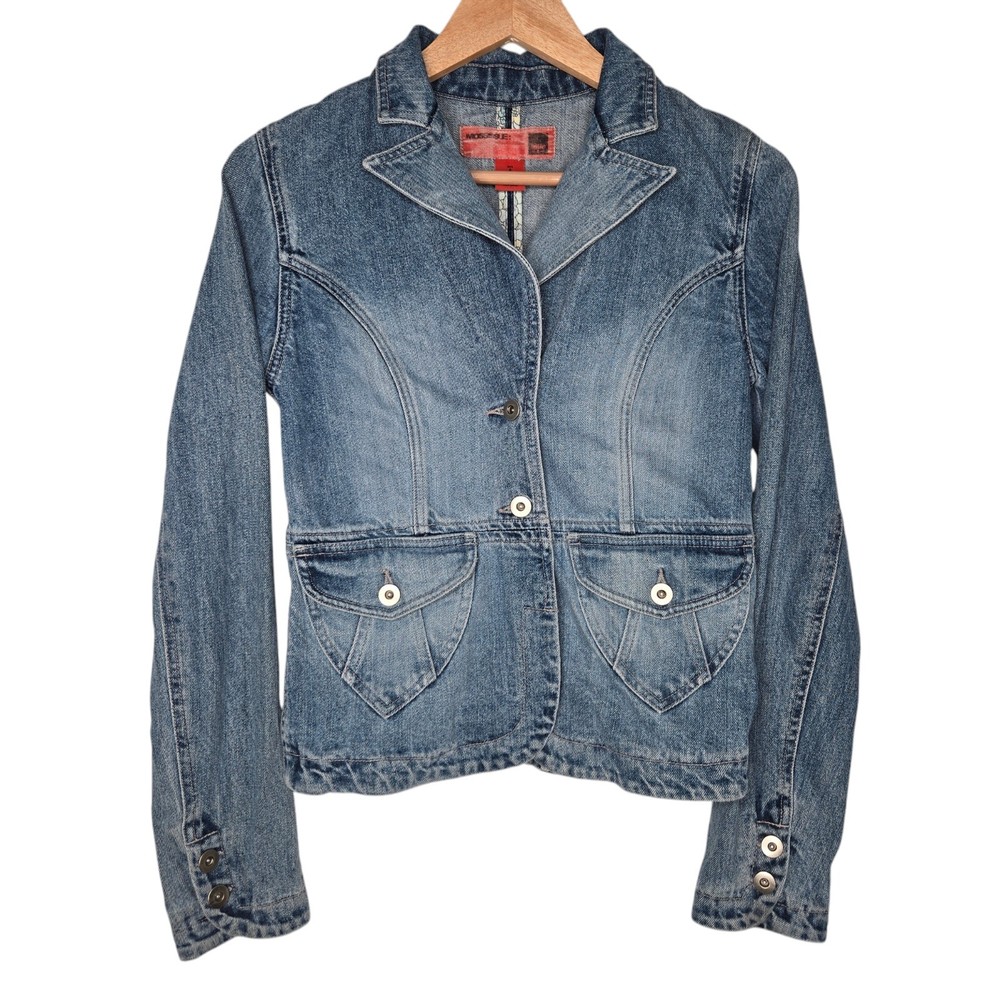 MOSSISSUE by MOSSIMO Womens Vintage Style Denim Blazer Light Wash Size Small