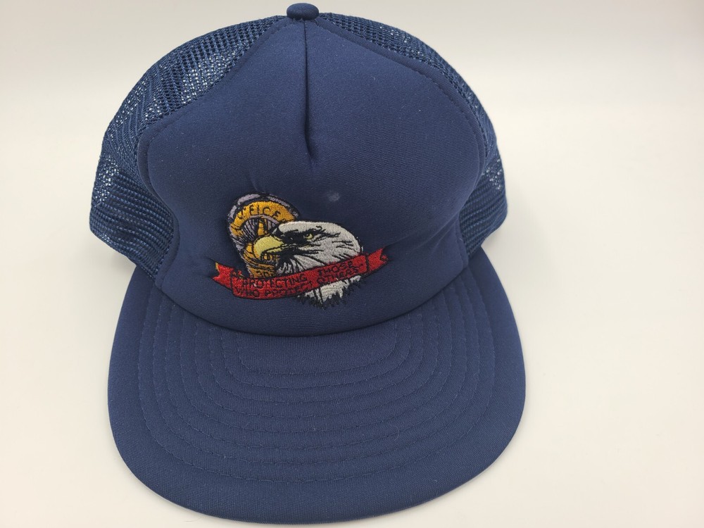 Vintage LAPD Eagle Mesh Trucker Snapback Hat Cap 80s Dad Men Women Father Blue