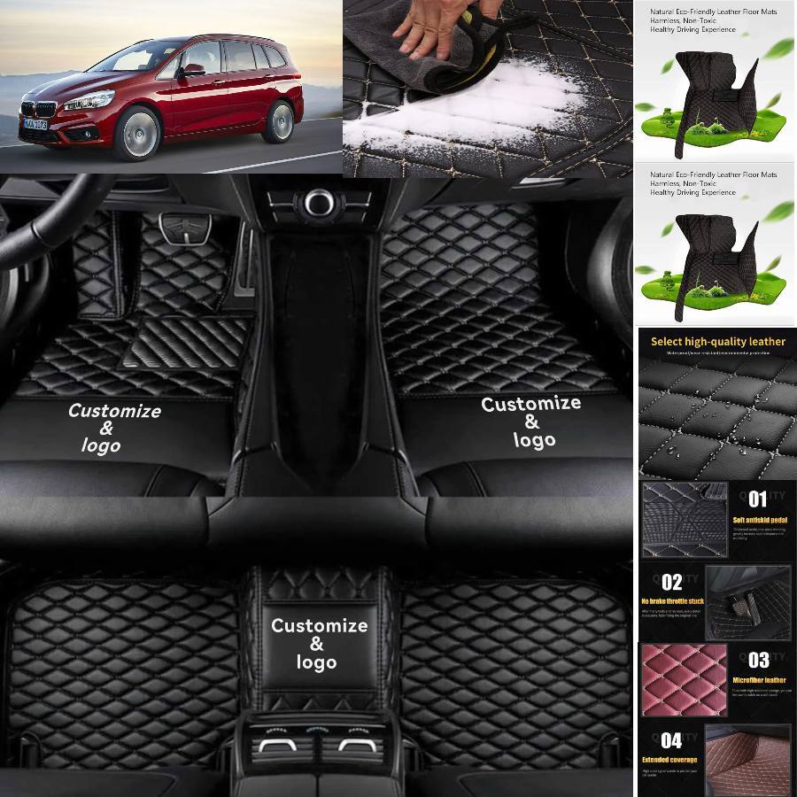 For BMW 2-series Gran Tourer Car Floor Mats Auto Custom Liner Carpets PU Leather