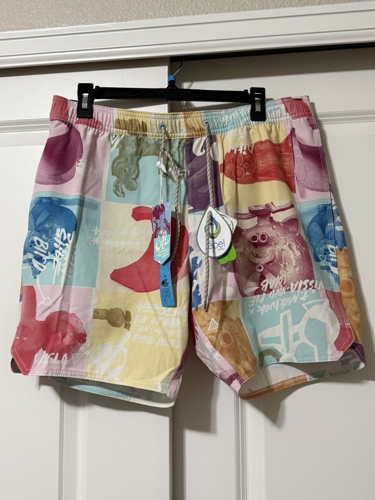 VISSLA Men's Elastic Waist TC MUD FLAPPERS Boardshorts Size Large Multi NWT