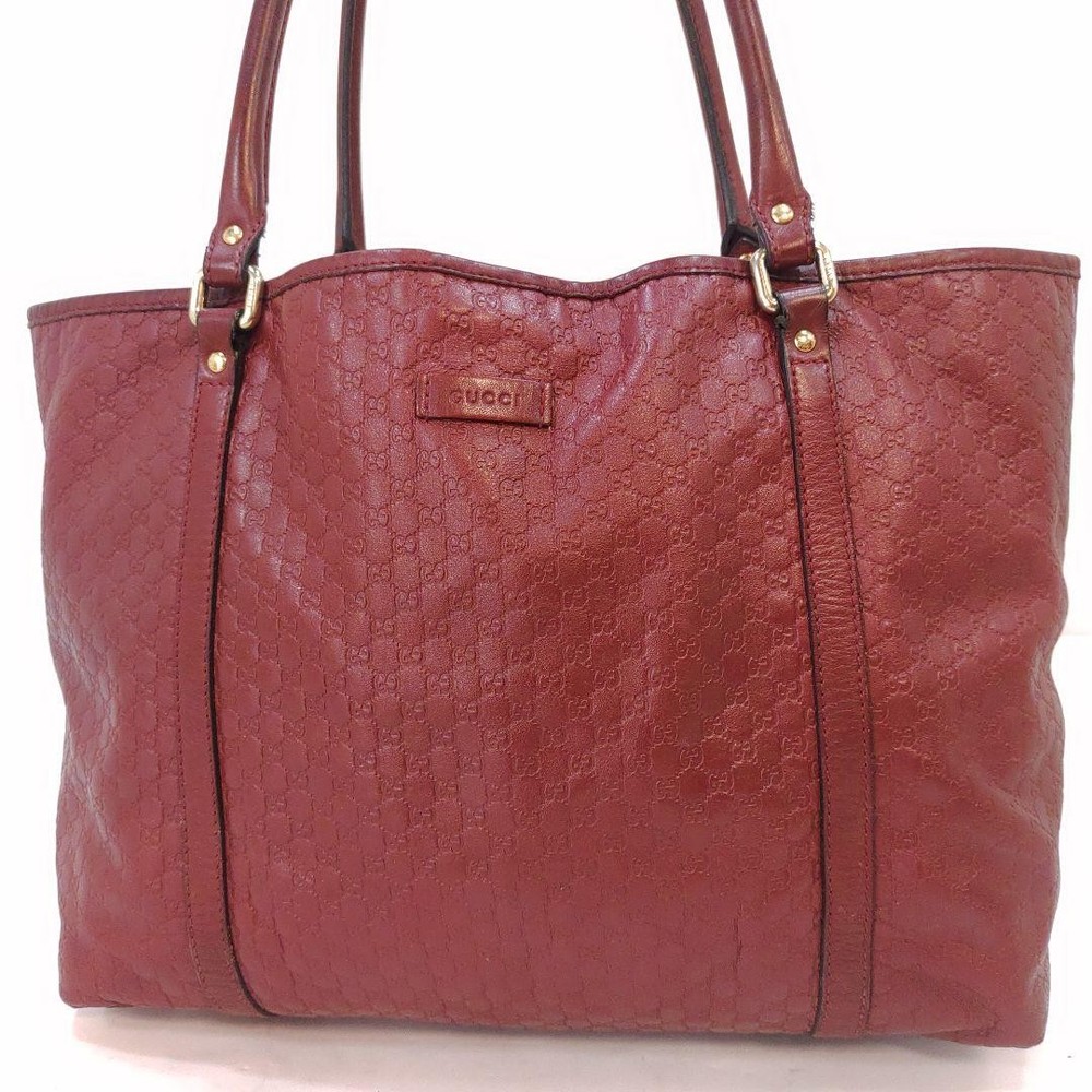 Gucci Microshima Bordeaux Leather A4 Tote Shoulder Bag New