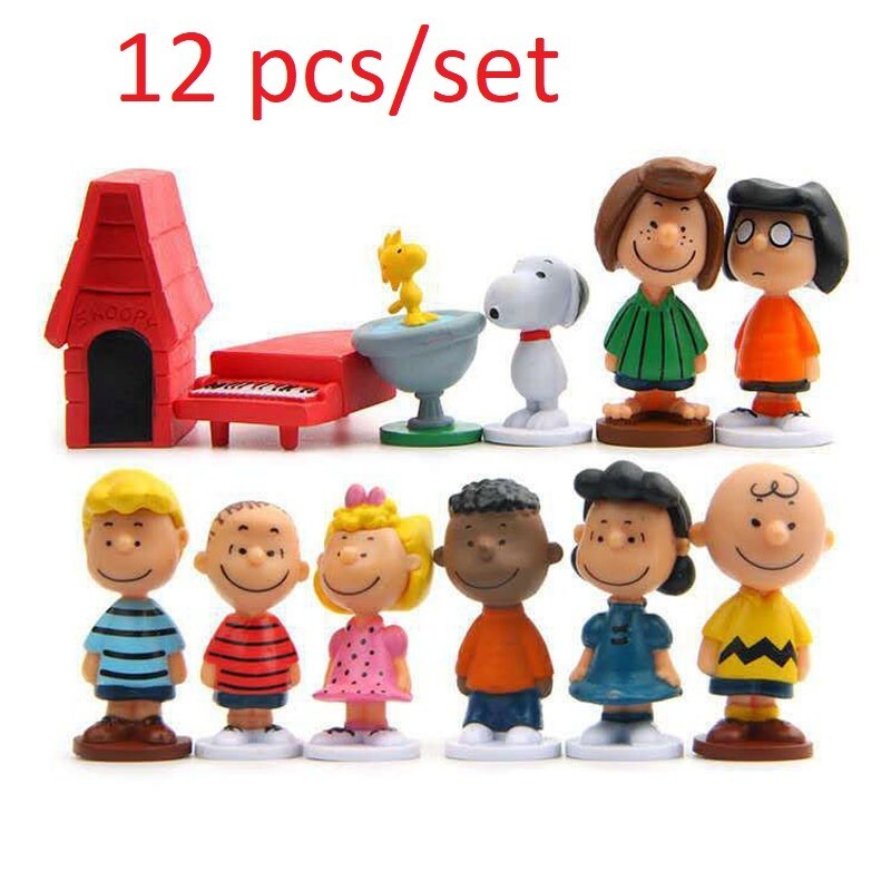 12pcs Japan Anime Peanuts Snoopy & Friends Mini Figure Toys Set  