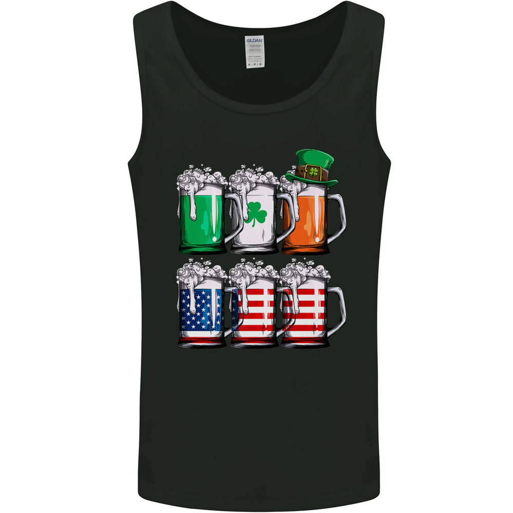 St Patricks Day Beer USA Irish American Mens Vest Tank Top