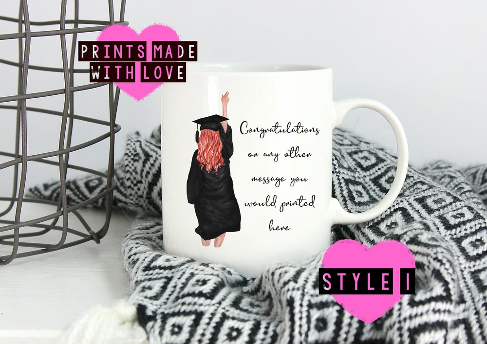 Graduation Personalised Gift Mug Choose Your Skin Tone Hair Add Message Class Of