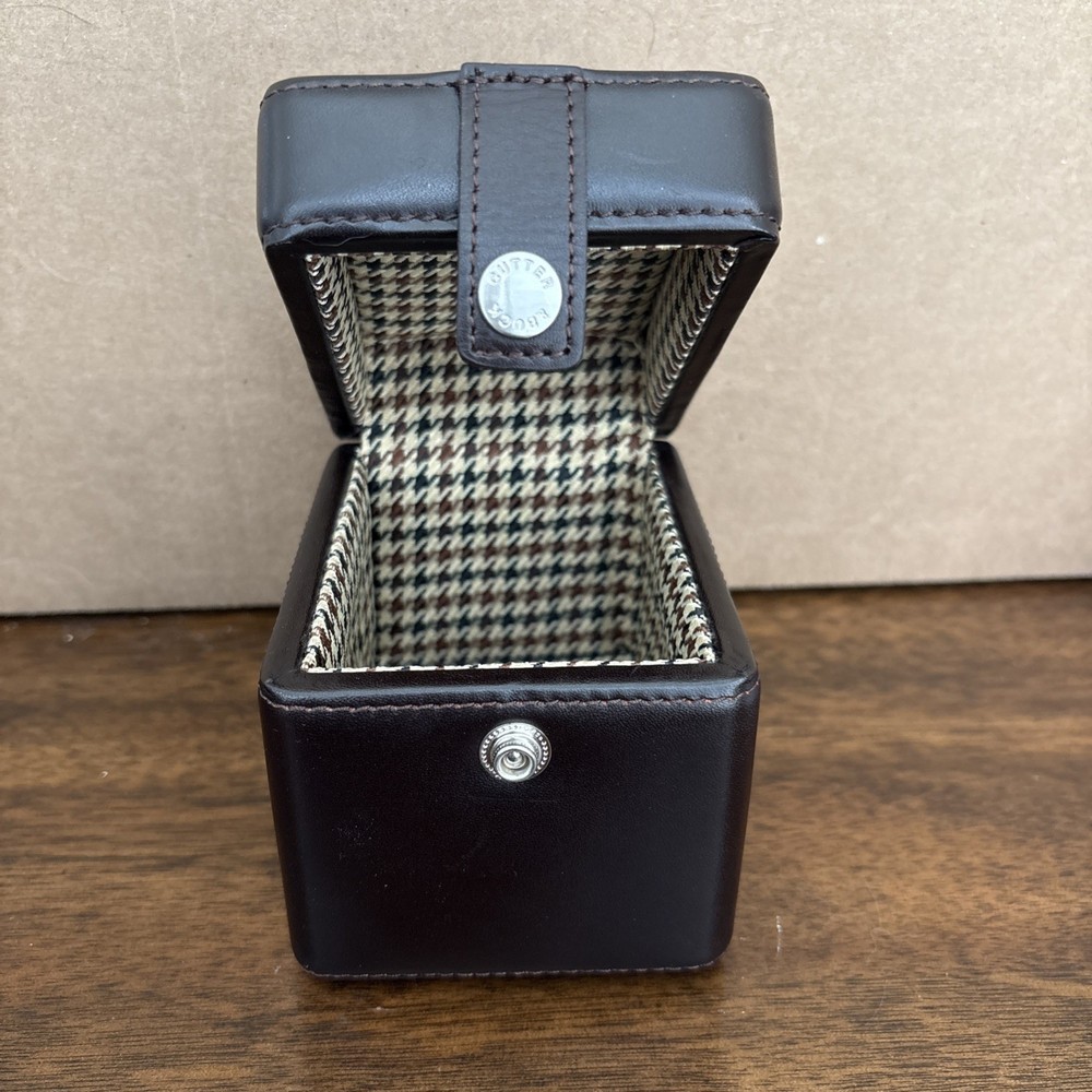 Cutter And Buck  Leather Style Trinket Box With Snap Closure 4” Brown  Travel