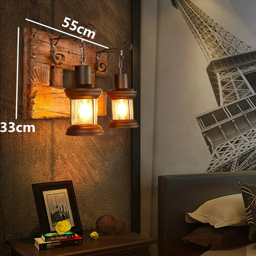 Rustic Metal Glass Wall Lamp LED Sconce for Bathroom Lighting Fixture