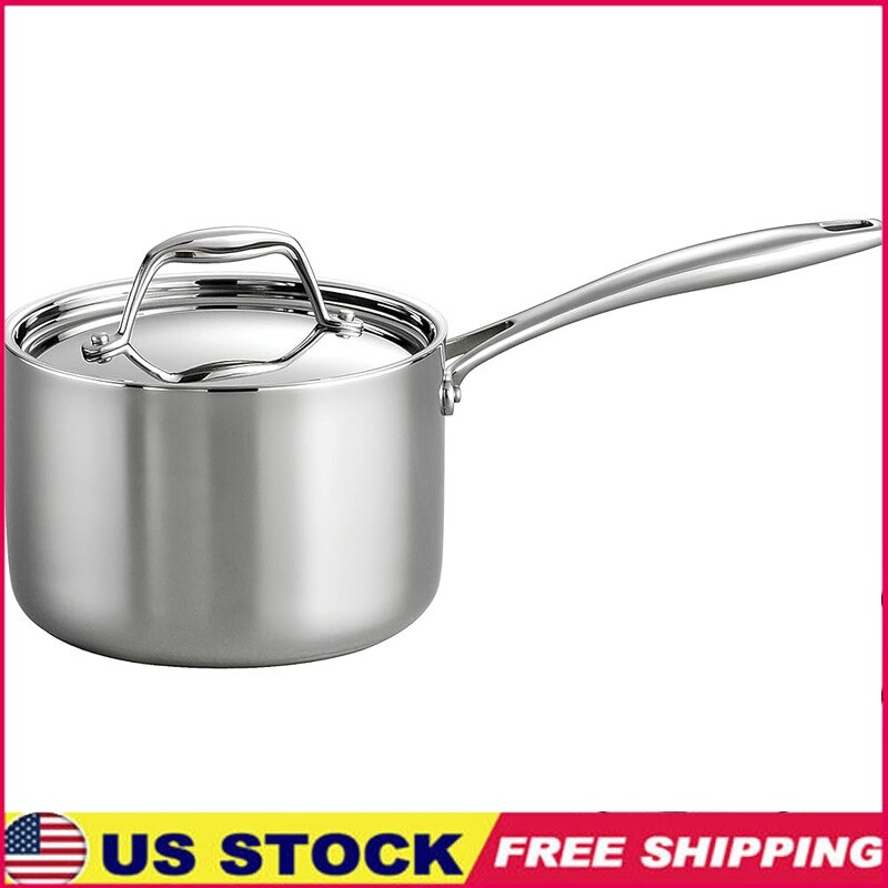 Induction Ready 2 Quart Tri-Ply Stainless Steel Saucepan Dishwasher Safe