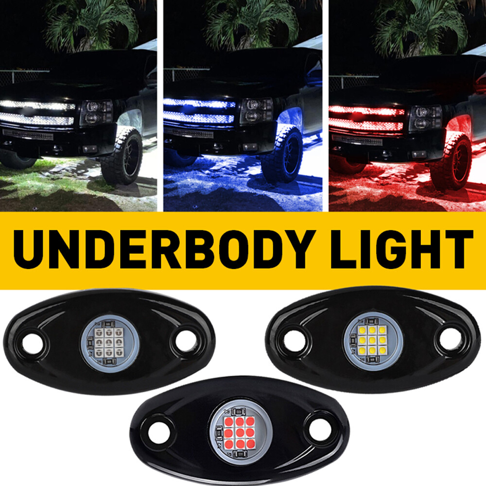 Red 4 Pods LED Rock Lights For Jeep Offroad Car ATV UTV Truck Underbody Light M