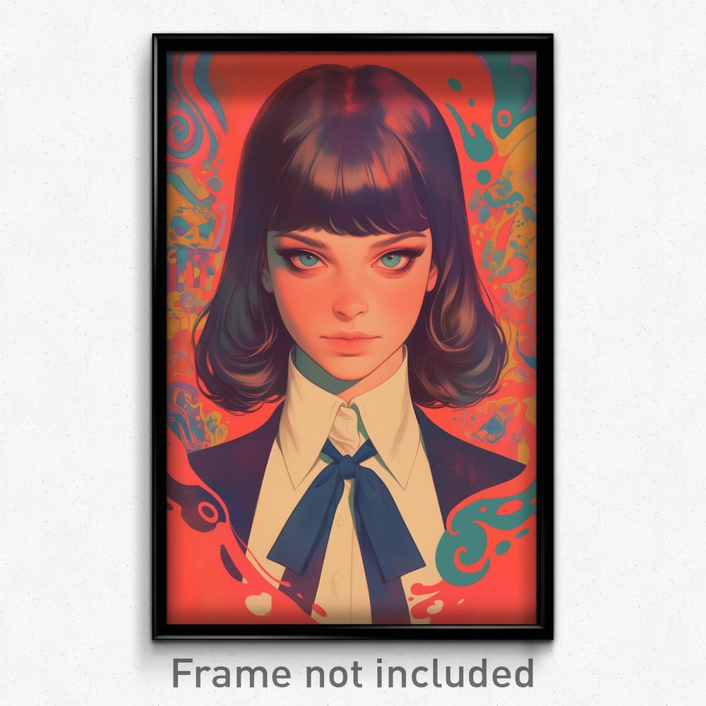 French Film Art Print - Girl Feeling Calm with Novel Bowtie