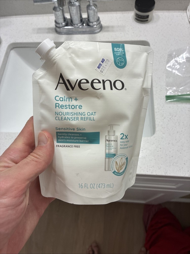 Aveeno Calm + Restore Nourishing Oat Cleanser 16oz. Refill Sensitive Skin