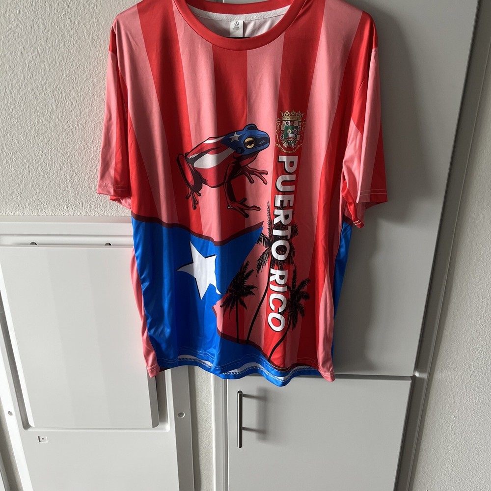 Men's Puerto Rico Flag Double Sided Print Shirt Size Extra Large  Coqui Log. NEW