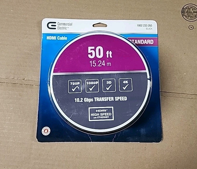 NEW Commercial Electric 50 ft. Standard HDMI High Speed Cable