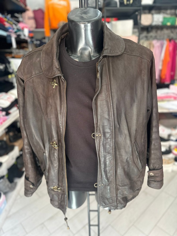 Genuine Brown Leather Fashion Jacket For Men Size 50 LLV40