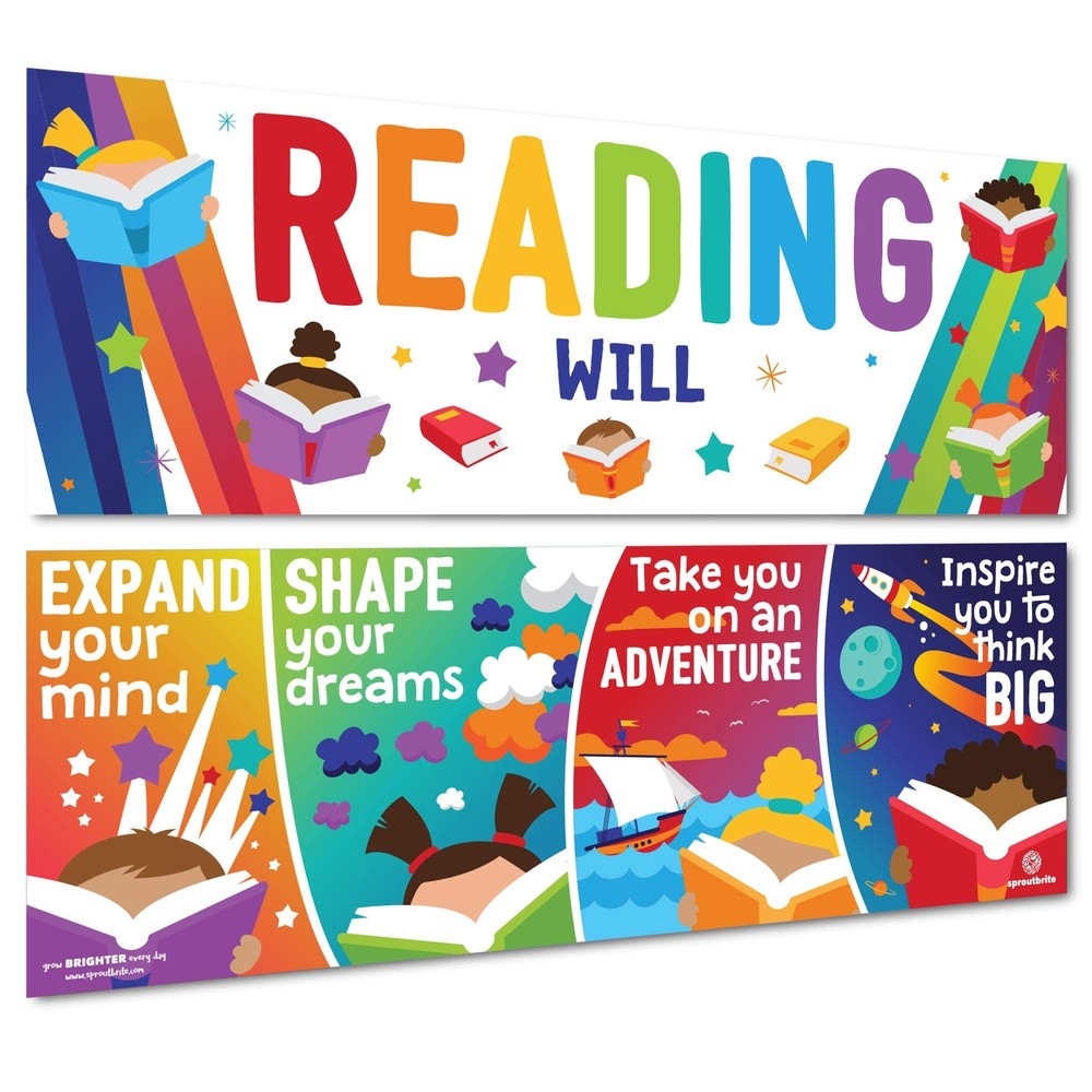Sproutbrite Classroom Decorations - Reading Banner and Poster for Teachers - ...