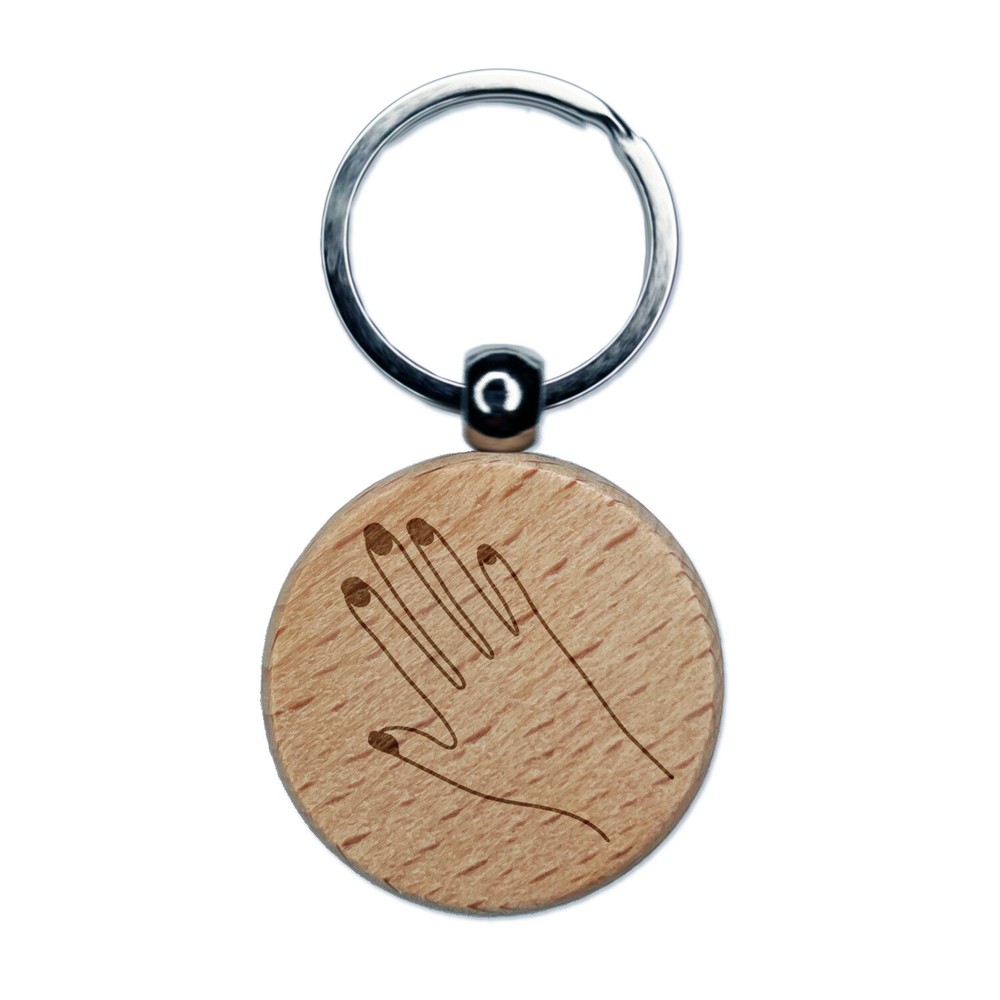 Painted Nails Engraved Wooden Keychain Charm Tag  