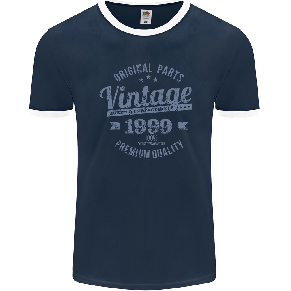 Vintage Year 26th Birthday 1999 Mens Ringer T-Shirt FotL Navy Blue/White