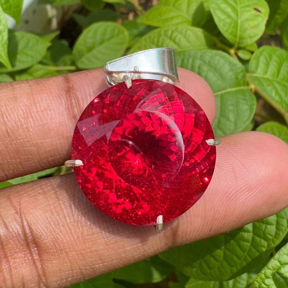 Certified Natural Pink morganite 22.40 Ct Loose Pendant 925 Sterling Silver