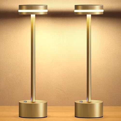 Cordless Rechargeable Table Lamp Touch Control 2 Pack Gold