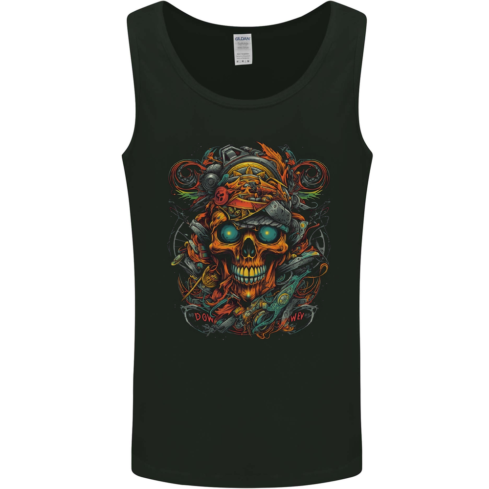A Twisted FUBAR Skull Demon Pirate Mens Vest Tank Top