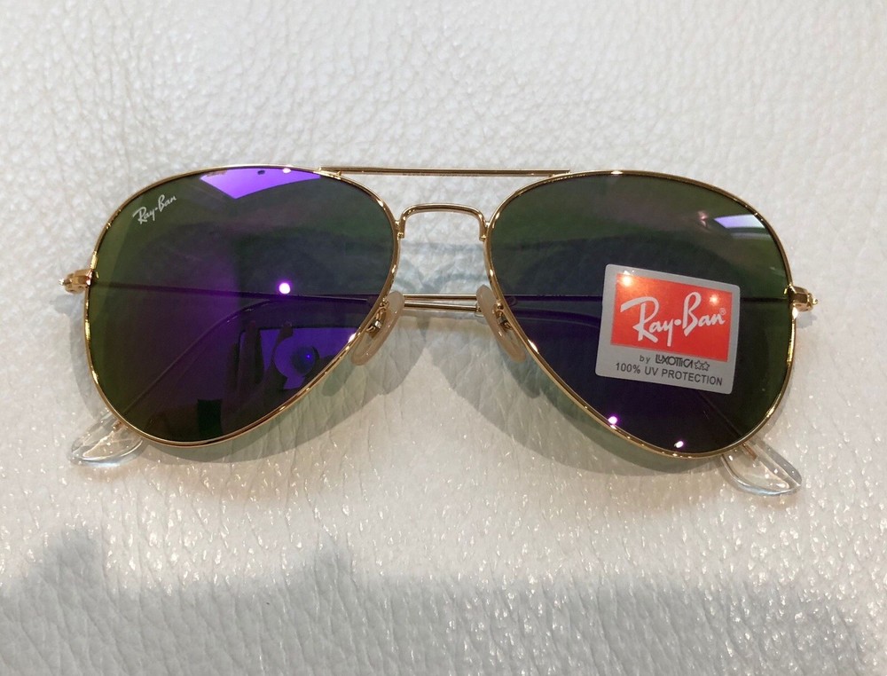 RayBan RB3025 Aviator Classic Sunglasses Unisex Flash Mirror Purple Lens 58mm  