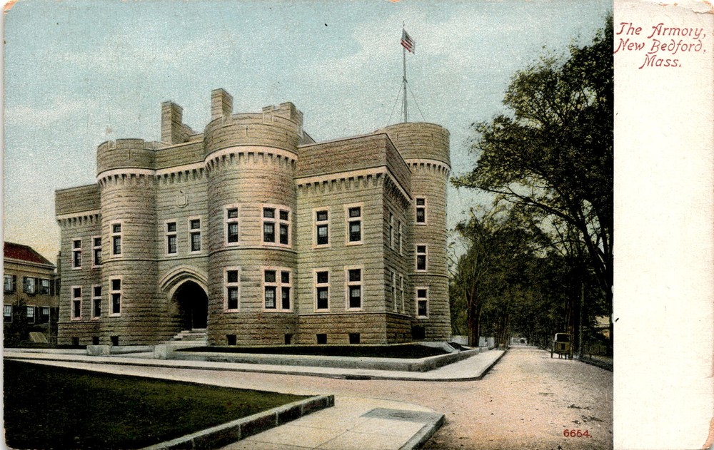 Armory, New Bedford, Mass, Metropolitan News Co., Boston, Germany, Postcard
