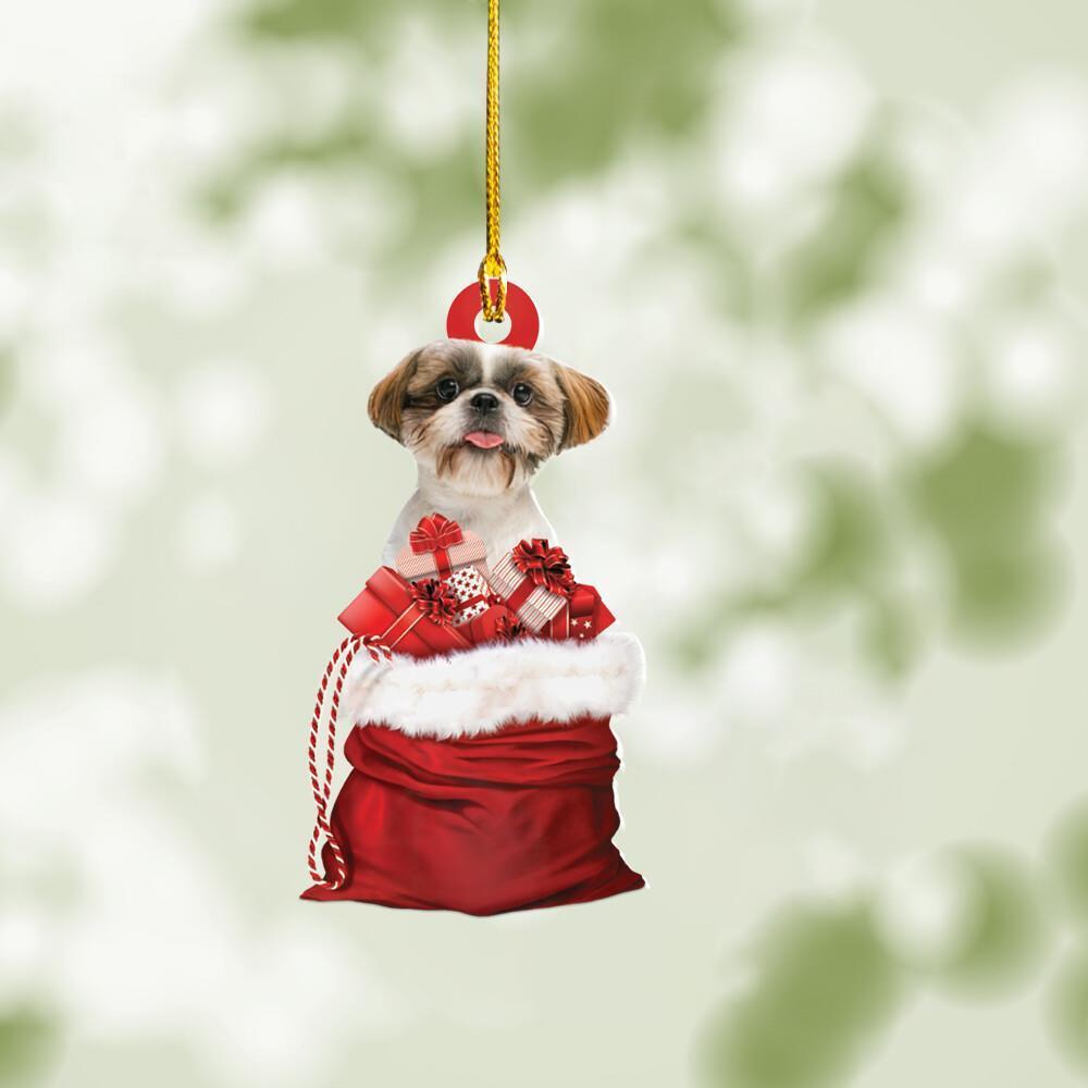 Shih Tzu Dog In Gift Bag Christmas Ornament  Shih Tzu Dog Lovers Ornament cute