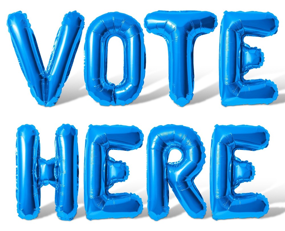 VOTE HERE Letter Balloon Banner -10 Color Option - Election Day Party Decoration