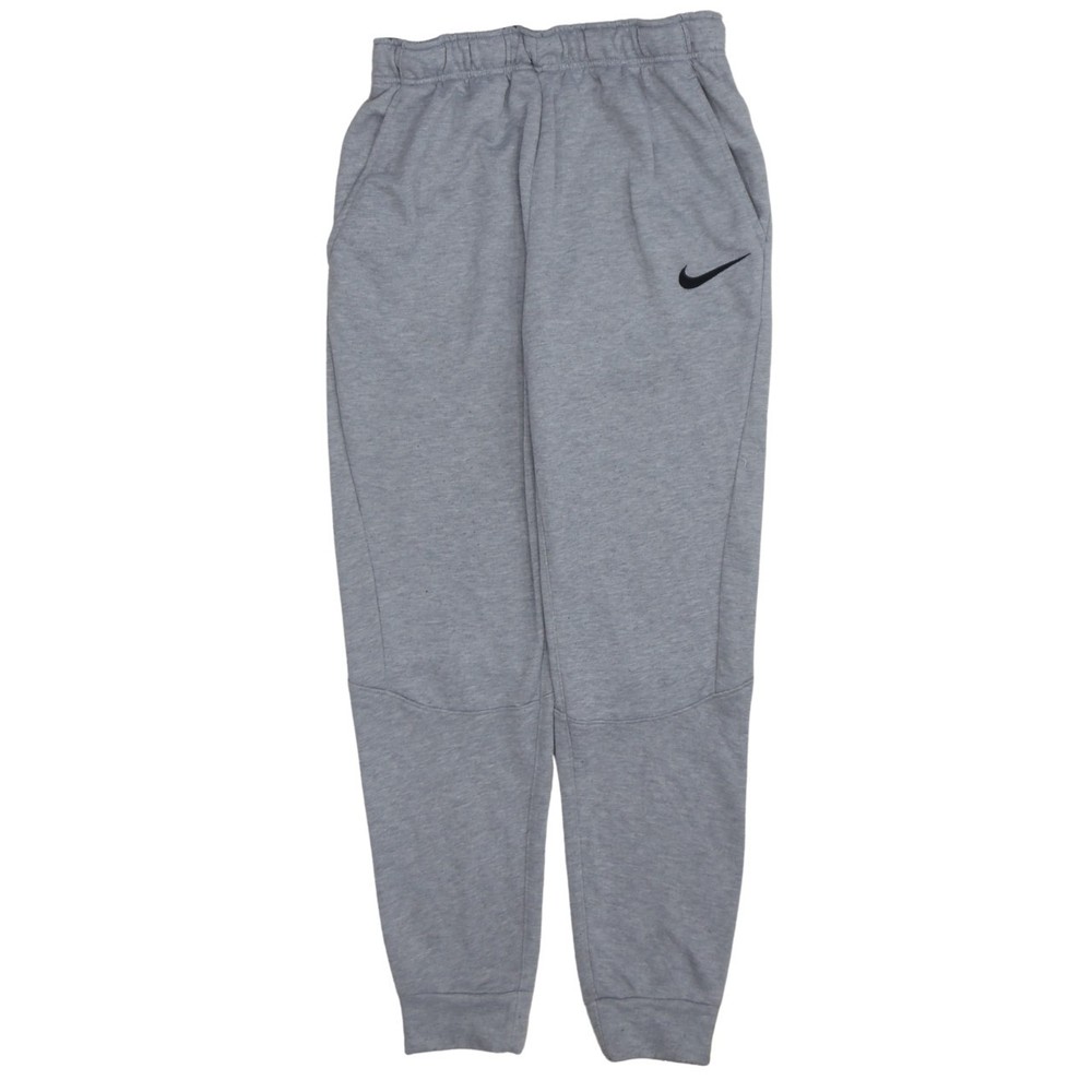 Nike Mens Joggers Grey Fleece Sweatpants Elastic Waist Cuffed Tapered Logo S