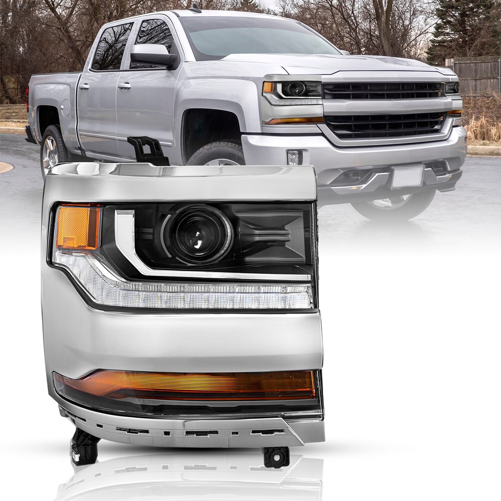 For 2016-2019 Chevy Silverado 1500 HID/Xenon w/ LED DRL Headlight Headlamp