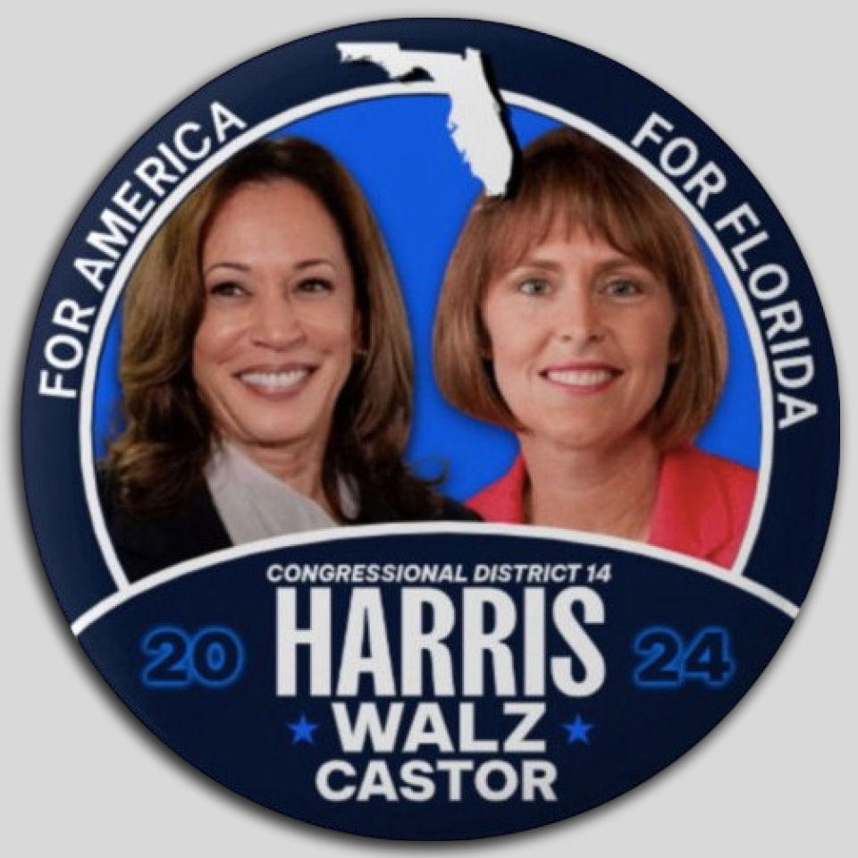 Kamala Harris Kathy Kastor Congress Pin Button Jugate Florida Democrat Pres